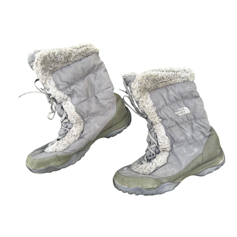The North Face Nuptse Faux Fur IV Goose Down Women's Snow Boots‎ Size 11 Green